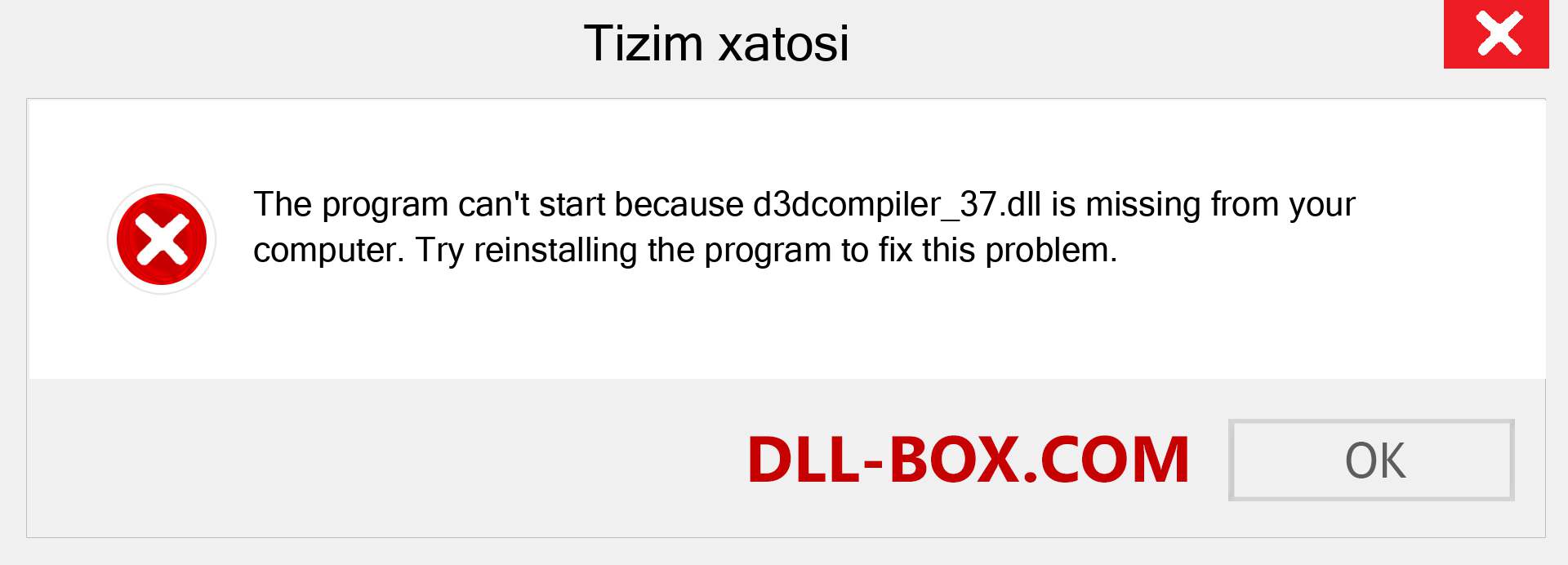 d3dcompiler_37.dll fayli yo'qolganmi?. Windows 7, 8, 10 uchun yuklab olish - Windowsda d3dcompiler_37 dll etishmayotgan xatoni tuzating, rasmlar, rasmlar